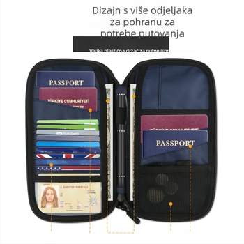 Oxford torbica za putovnicu i kartice s zaštitom od krađe, prugasti dezen, najlonska podstava