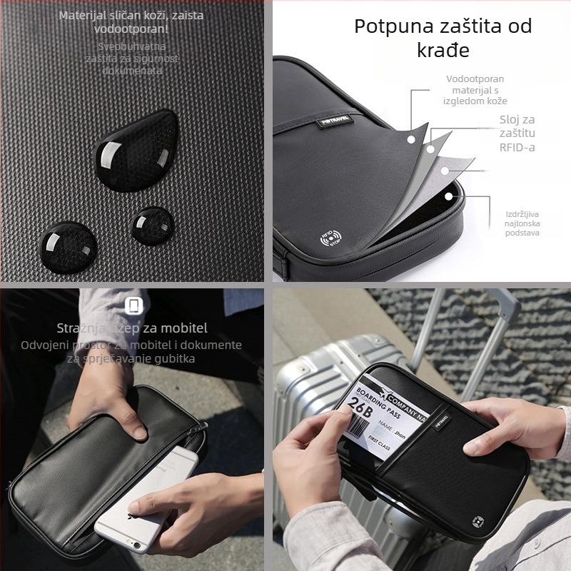 RFID zaštitna torbica za putovnicu Shengyang Bags, vodootporan najlon, ultra lagana, proširiva, velika kapaciteta pohrane