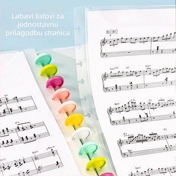 A4 plastična mapa za note s klipom, prepisiva, anti-refleksivna, za klavirsku partituru, 40 stranica
