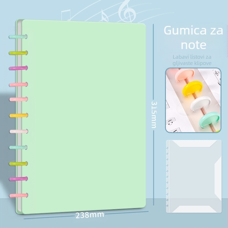A4 plastična mapa za note s klipom, prepisiva, anti-refleksivna, za klavirsku partituru, 40 stranica