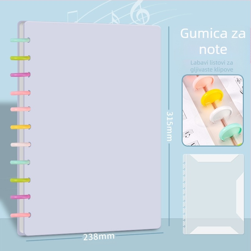 A4 plastična mapa za note s klipom, prepisiva, anti-refleksivna, za klavirsku partituru, 40 stranica