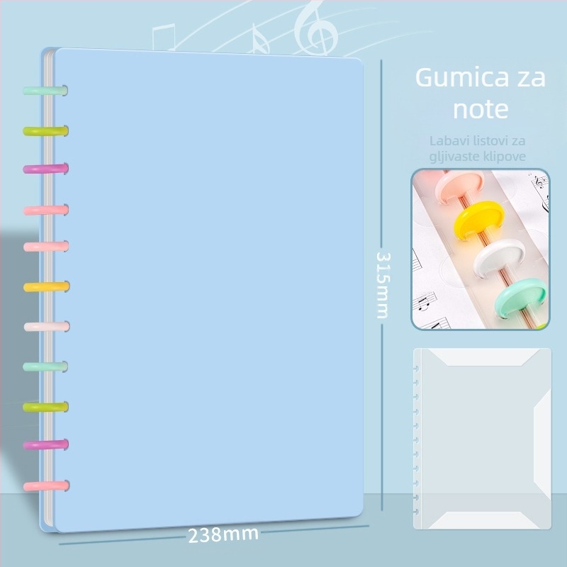 A4 plastična mapa za note s klipom, prepisiva, anti-refleksivna, za klavirsku partituru, 40 stranica