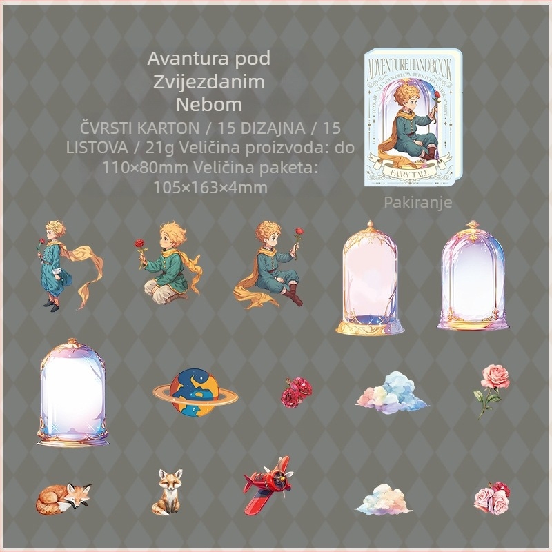 Leisurely Naljepnica na tvrdom kartonu bez bijelih rubova – Serija Bajkovita avantura, crtani stil, elementi krajolika za DIY kolage dnevnik, tisak