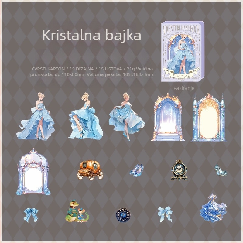 Leisurely Naljepnica na tvrdom kartonu bez bijelih rubova – Serija Bajkovita avantura, crtani stil, elementi krajolika za DIY kolage dnevnik, tisak