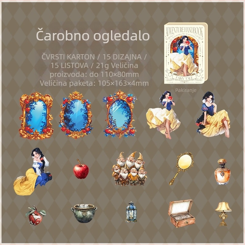Leisurely Naljepnica na tvrdom kartonu bez bijelih rubova – Serija Bajkovita avantura, crtani stil, elementi krajolika za DIY kolage dnevnik, tisak