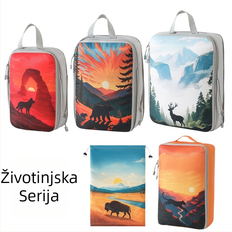 Pet kompresijskih kubičnih vrećica za putovanje, poliester, kubni oblik, višestruka uporaba