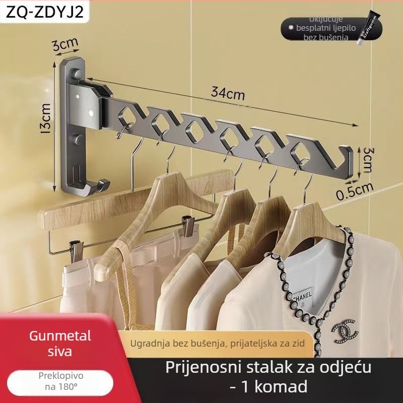 Zidna sušilica za odjeću s dvostrukim sklopom i izvlačnom teleskopskom šipkom