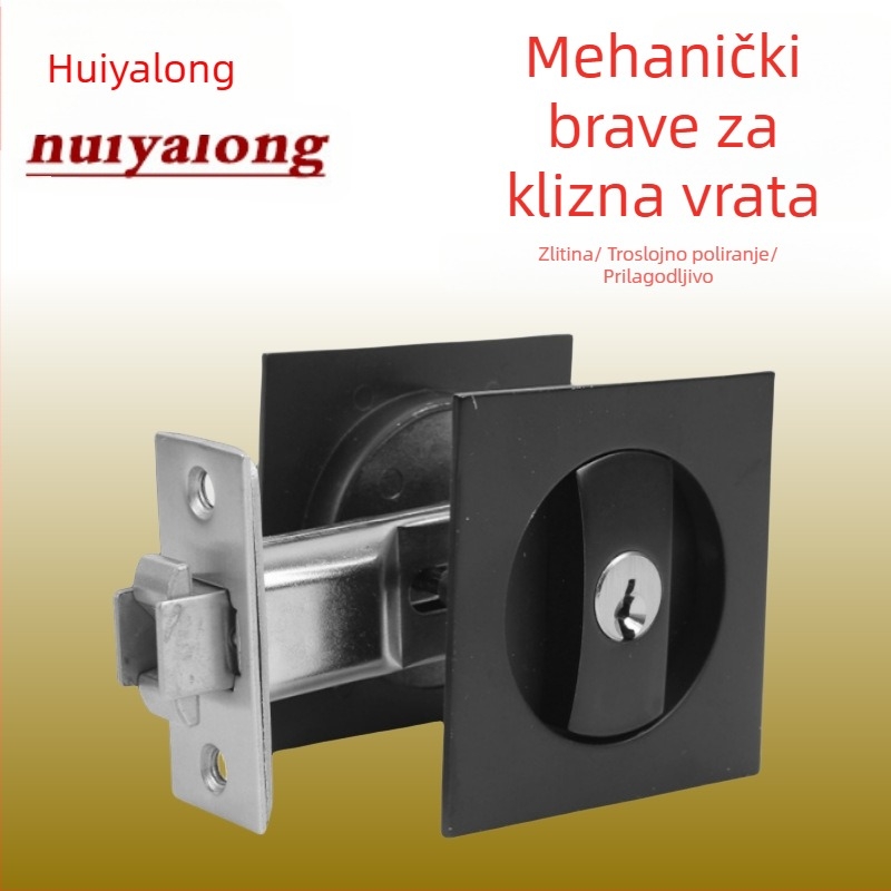 Klizna vrata brava od nehrđajućeg čelika, mehanizam blokirajućim zaključavanjem, moderan minimalistički dizajn, za kućnu upotrebu (Materijal: nehrđajući čelik; Model: blokirajući mehanizam; Stil: moderni minimalizam; Primjena: kućna upotreba)