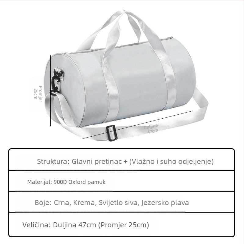 Unisex sportska torba za fitness i plivanje s odjeljkom mokro–suho, velika kapaciteta 20–35L, Oxford materijal, zatvarač, jednostruka naramenica, unutarnja pretinica za telefon
