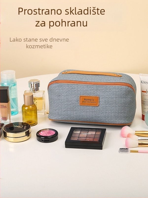 Kozmetička torbica od kože s poliesterom, jednobojna, ulični trend, otporna na habanje