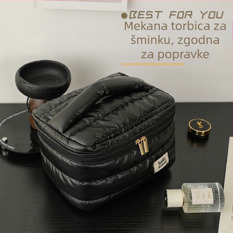 Kozmetička torbica Happy Travel s perlatnim logom i prilagođenim uzorkom, poliester organizator šminke, s velikim kapacitetom za putovanja