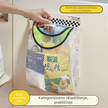 Zidni organizator vrećica za otpad u kuhinji — mrežasti dizajn za pohranu iza vrata ormarića, japanski stil, mogućnost tiskanja logotipa