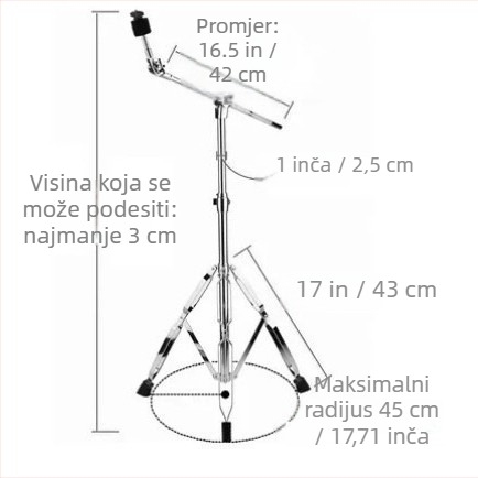 Stalak za snare bubanj, metalni, podesivi, model 001, Pengyin
