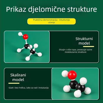 Model molekularne strukture, model lopte i štapa, demonstracijski nastavni alat za kristalne organske molekule, plastika, 540 g