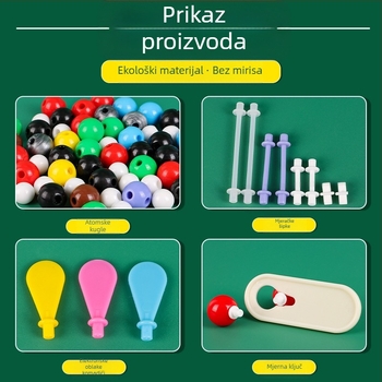Model molekularne strukture, model lopte i štapa, demonstracijski nastavni alat za kristalne organske molekule, plastika, 540 g