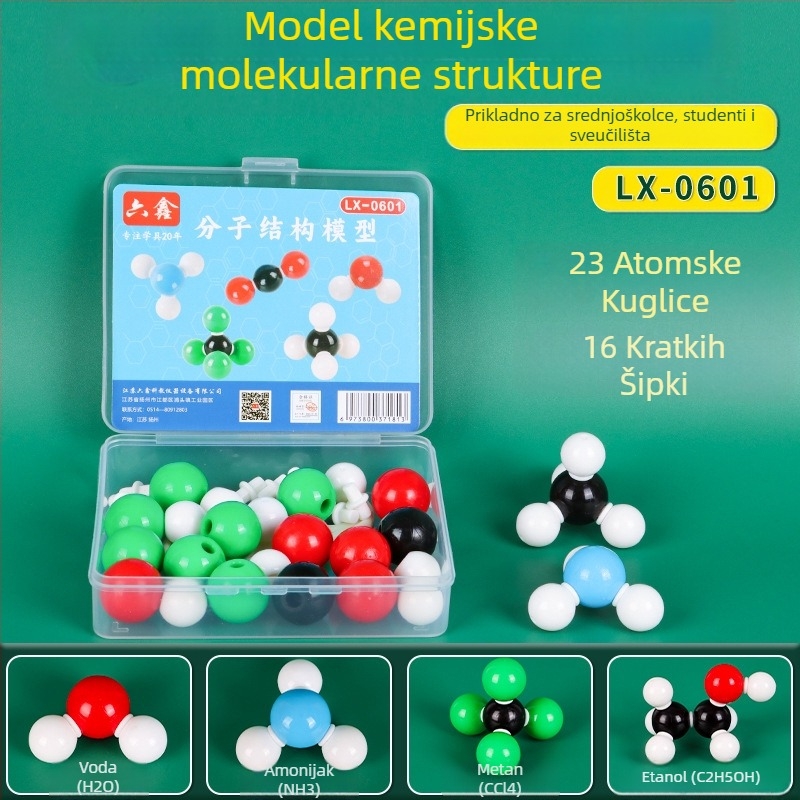 Model molekularne strukture, model lopte i štapa, demonstracijski nastavni alat za kristalne organske molekule, plastika, 540 g