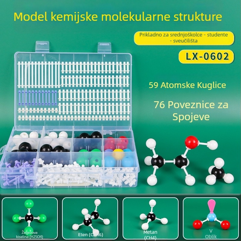 Model molekularne strukture, model lopte i štapa, demonstracijski nastavni alat za kristalne organske molekule, plastika, 540 g