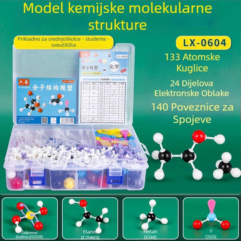 Model molekularne strukture, model lopte i štapa, demonstracijski nastavni alat za kristalne organske molekule, plastika, 540 g