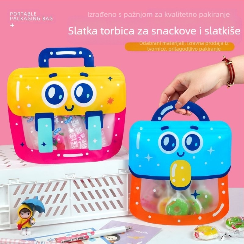 Slatka torbica za užinu sa zatvaračem, darovna torba, ručno crtani stil, prilagodljivo pakiranje