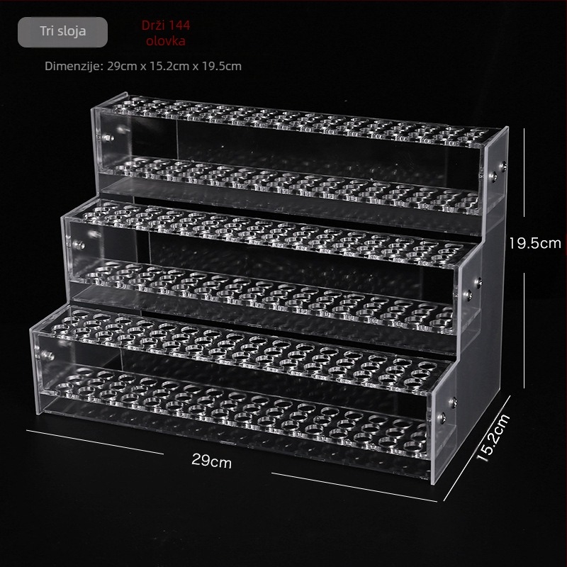 Akrilni stalak za ukosnice za kosu s višeslojnim držačem – plastična konstrukcija; 1–4 sloja; otvori 48/96/144/192