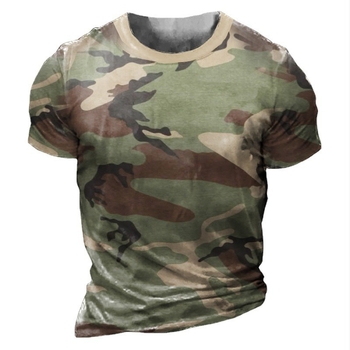 T shirt širokog kroja s 3D kamuflažnim printom, kratki rukavi, okrugli izrez, poliester materijal, digitalni tisak
