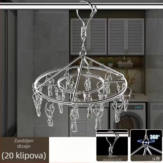 Nehrđajući čelični stalak za sušenje s 10 klipova, višeredni kukici, moderni minimalistički dizajn