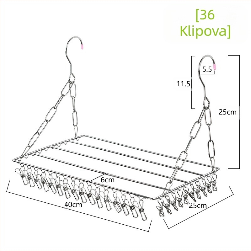 Nerđajući čelik, viseća sušilica za odjeću, mobilna s kružnim dizajnom klipse, model DC022