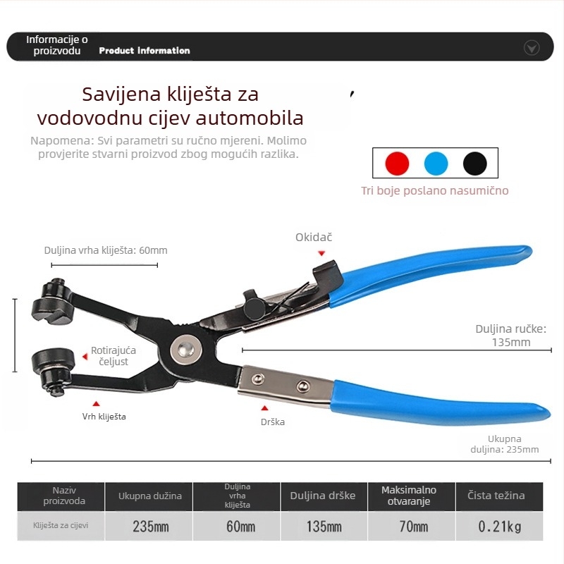 Klešta za cijevi i crijeva, automobilski alat za stezaljke vodovodnih cijevi, alat za snopove — Kombinirani paket, prilagodljiv, uvoz