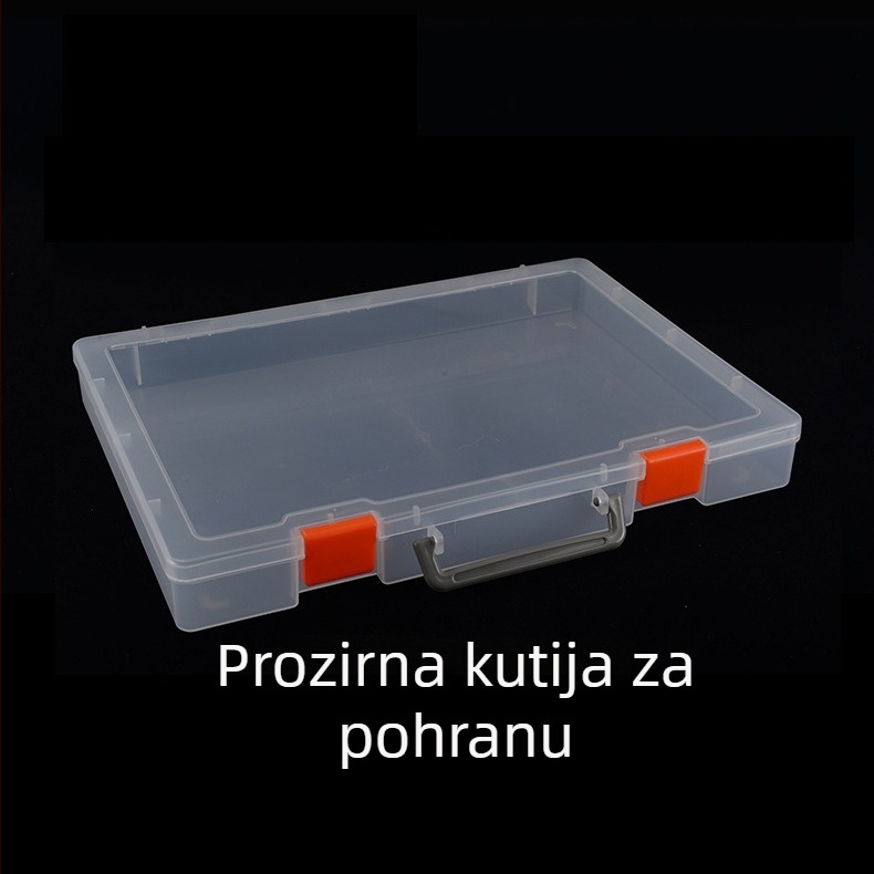 Kutija za pohranu dijelova s pregradama, prijenosna, prozirna s 48 pretinaca, PP materijal, poklopac uključen