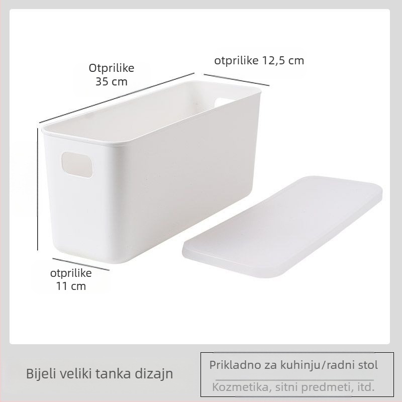 Desktop kutija za pohranu s poklopcem, otporna na prašinu, 12L, PP plast, organizator kablova, za auto, dnevni boravak, spavaću sobu, studij, kuhinju, kupaonicu, uz prilagodbu i otisk logotipa