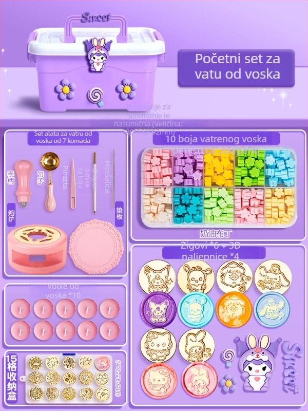 Set voskovih pečata, model 985, ručni kreativni set za pečate, materijal: svila cvijeta