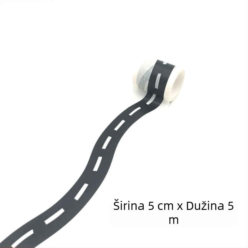 Traka za ceste i željezničke tračnice za DIY; ljepilo s papirnatom podlogom; nije sastavljena; pogodno za djecu 0–3 godine; Kategorija 3C: Druge igračke do 14 godina