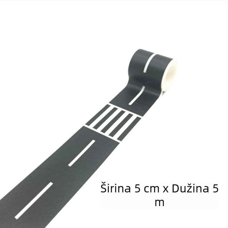 Traka za ceste i željezničke tračnice za DIY; ljepilo s papirnatom podlogom; nije sastavljena; pogodno za djecu 0–3 godine; Kategorija 3C: Druge igračke do 14 godina
