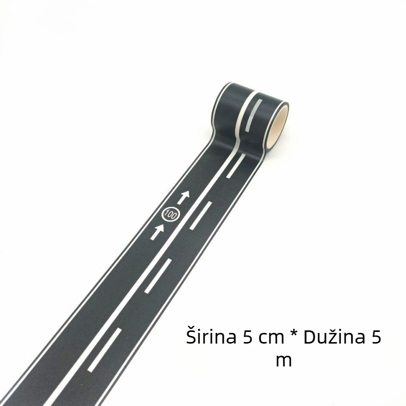 Traka za ceste i željezničke tračnice za DIY; ljepilo s papirnatom podlogom; nije sastavljena; pogodno za djecu 0–3 godine; Kategorija 3C: Druge igračke do 14 godina