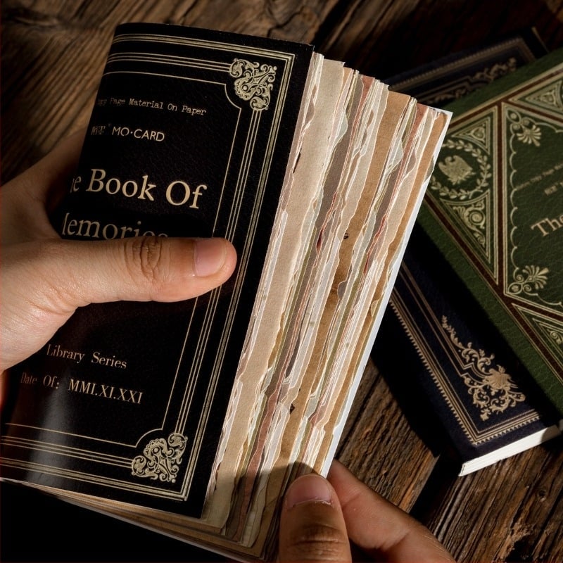 Mo Mo Materijalni Papir – Loft Library serija Dekorativni papir za stranice knjige s retro tragom, 8 stilova, pravokutni oblik, bez ljepila, Model: Ovaj materijal