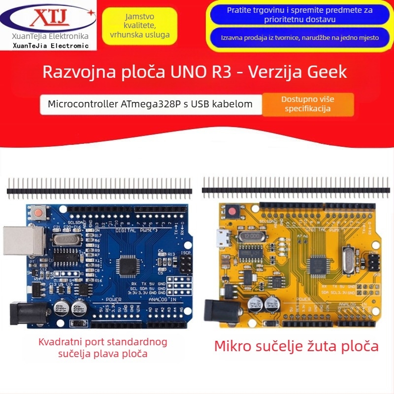 XTJduino UNO-R3 razvojna ploča – poboljšana verzija mikrokontrolerskog modula s CH340