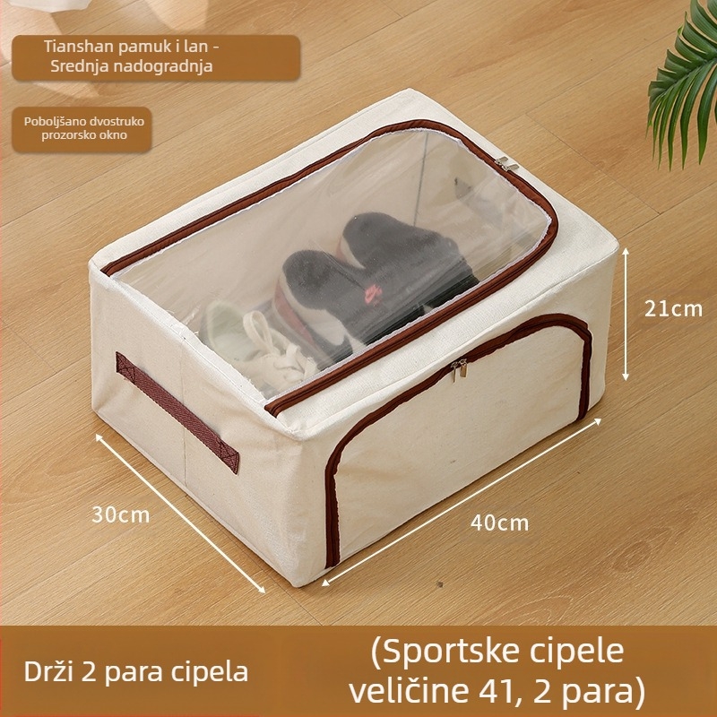 Kutija za cipele, PVC, sklopiva s poklopcem, 30 L, može se slagati