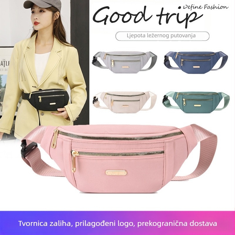 Ženska pojas torba od najlona – ulični stil, zatvarač, džep za telefon