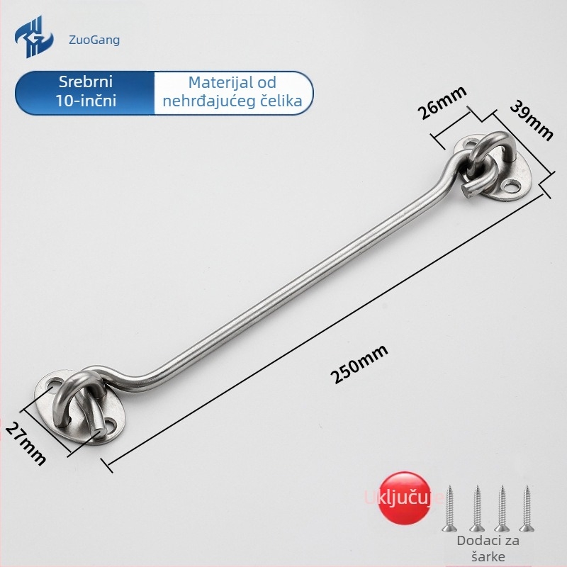 Nehrđajući čelični kuka za vrata i prozore — Značka Left Steel, Model Wind Hook, moderni minimalistički kućni hardver
