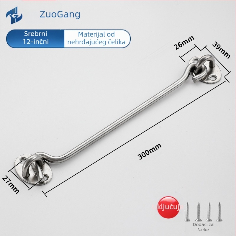 Nehrđajući čelični kuka za vrata i prozore — Značka Left Steel, Model Wind Hook, moderni minimalistički kućni hardver