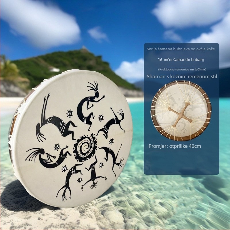 Ručni bubanj s ovčjom kožom za odrasle — šamanski stil terapeutski udarni instrument za jogu i zvukovno ozdravljenje