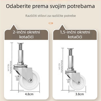 Baza za plinsku bocu s kočnicama i univerzalnim kotačićima, nehrđajući čelik, prijenosna ploča