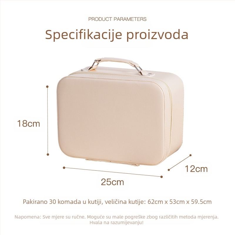 Šmink torbica sa zrcalom, PU materijal, veliki kapacitet, prijenosna, vodootporna