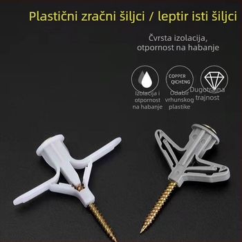 Nylon leptirasti proširni čep za suhozid, proširni vijak