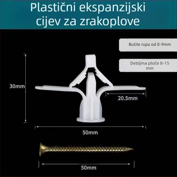 Nylon leptirasti proširni čep za suhozid, proširni vijak