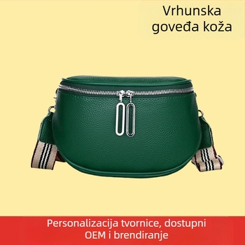 Ženska kožna torba tip sedlo — koža najviše kvalitete, zatvaranje na zip, unutarnji pretinac sa skrivenim zipom i džepom za mobitel, trodimenzionalni vanjski dizajn, podstava od poliestera