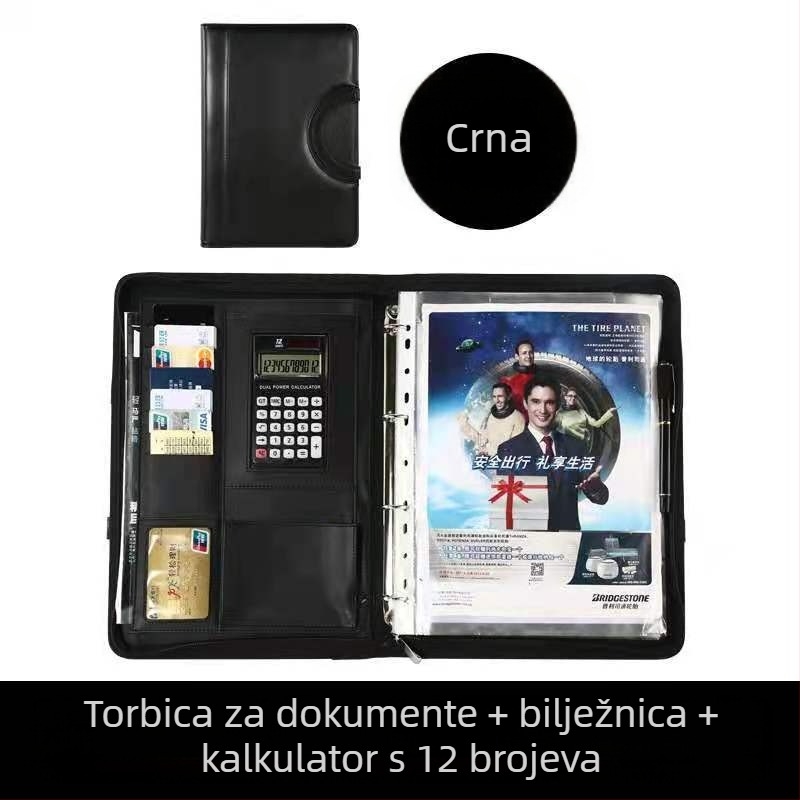 Kožna A4 mapa sa zipom i klipom za ploču – višefunkcionalna poslovna mapa (Primjenjiva veličina papira: A4; Debljina ploče: 0,05; Model: BS-002)