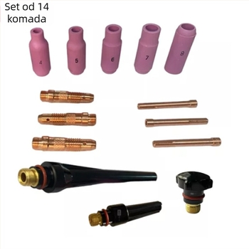 Set potrošnog materijala za TIG plinsko zavarivanje WP17/18/26 serije — WT20 držač volfram elektrode, promjer jezgre 1,6 mm