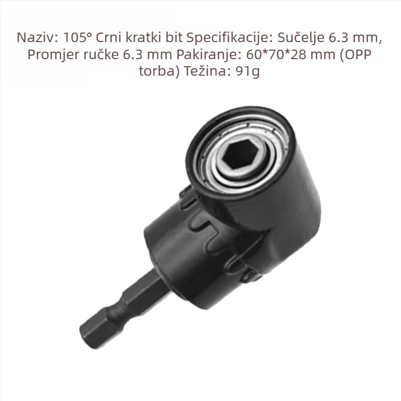 105° kutni adapter za odvijač s šesterokutnom držačem i fleksibilnim osovinom, od ABS-a