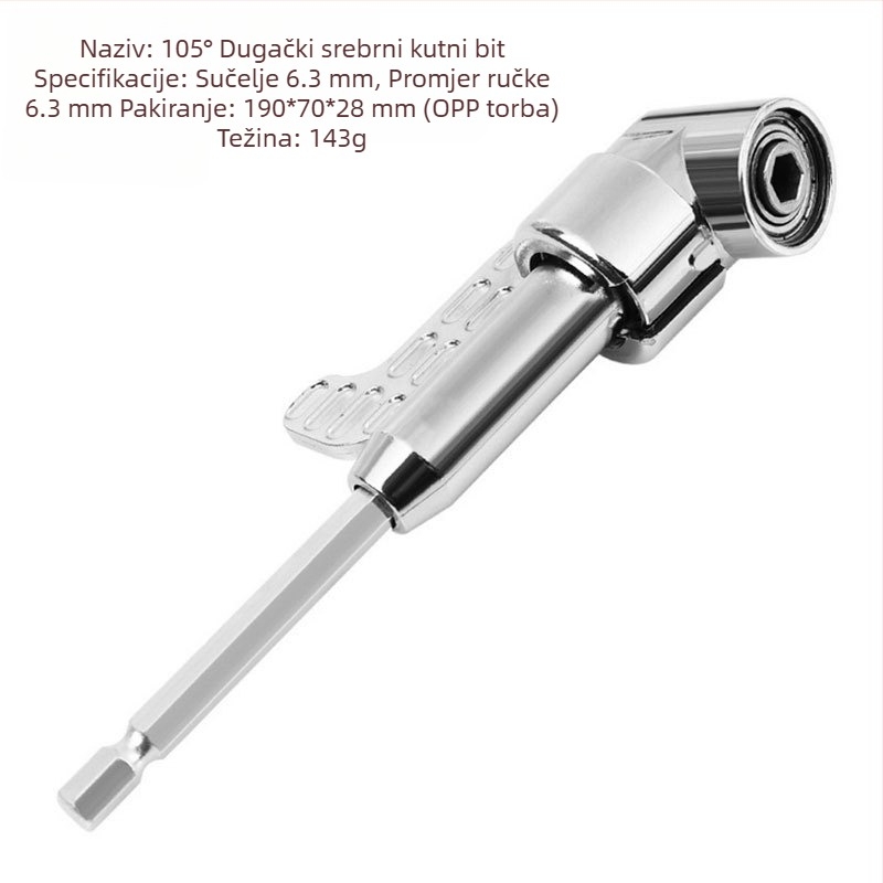 105° kutni adapter za odvijač s šesterokutnom držačem i fleksibilnim osovinom, od ABS-a